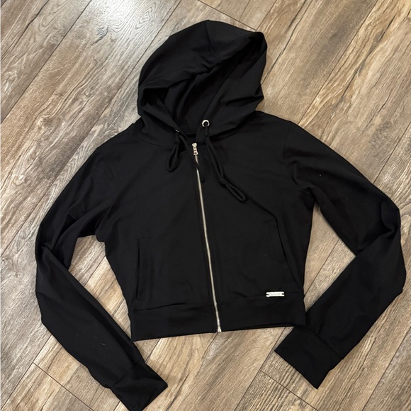 Bombshell Sportswear Black Cropped Zip Hoodie - Picture 2 of 3